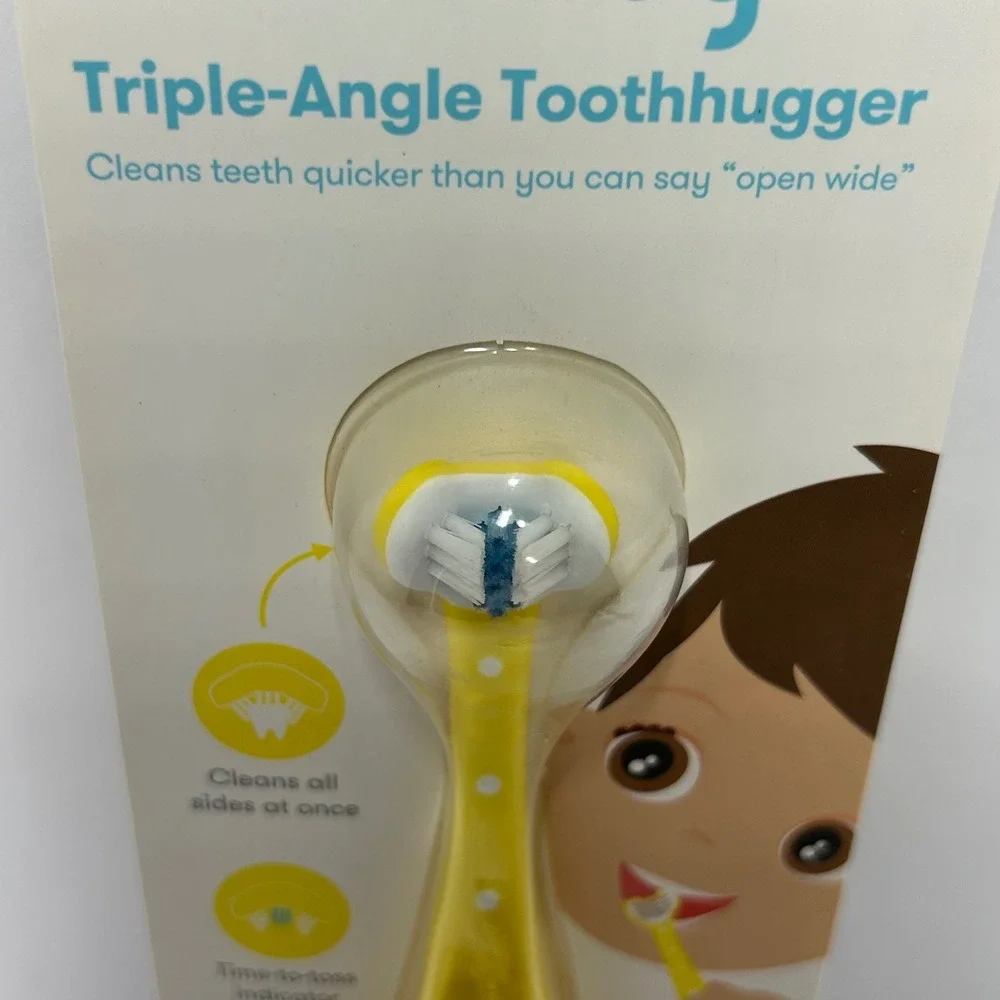 Fridababy Triple-Angle Toothhugger Toddler Toothbrush Yellow Suction Cup